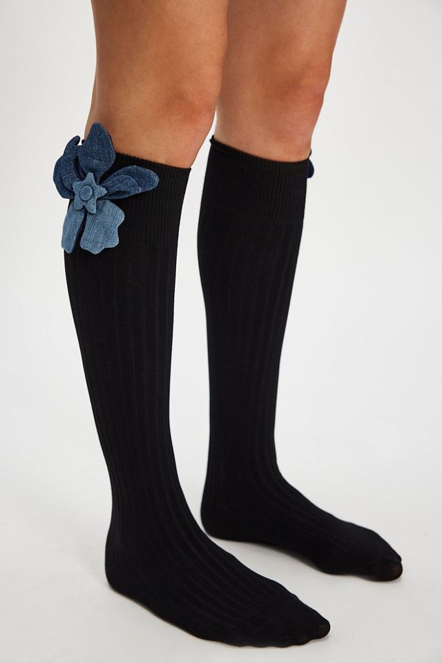 Denim Flower Socks #1