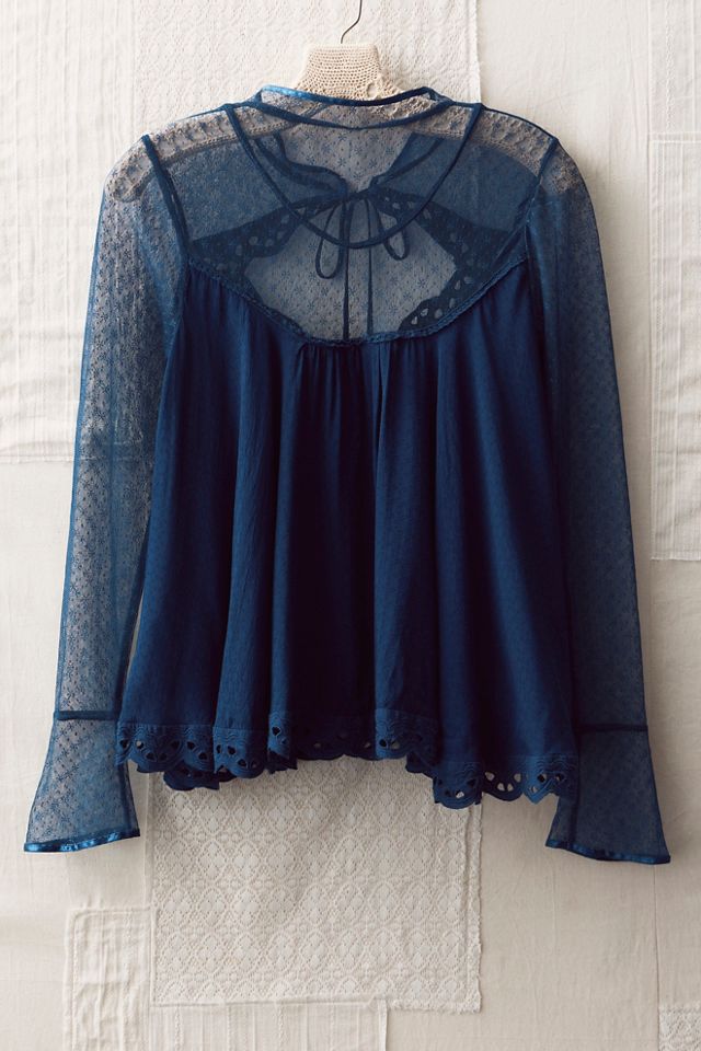 FP MART: Vintage: The Originals Cropped Mixed Lace Keyhole Top #1