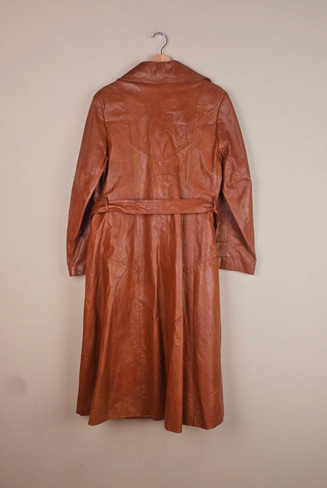 Vintage Long Length Leather Trench Coat with Belt Selected By The Igala NYC #2