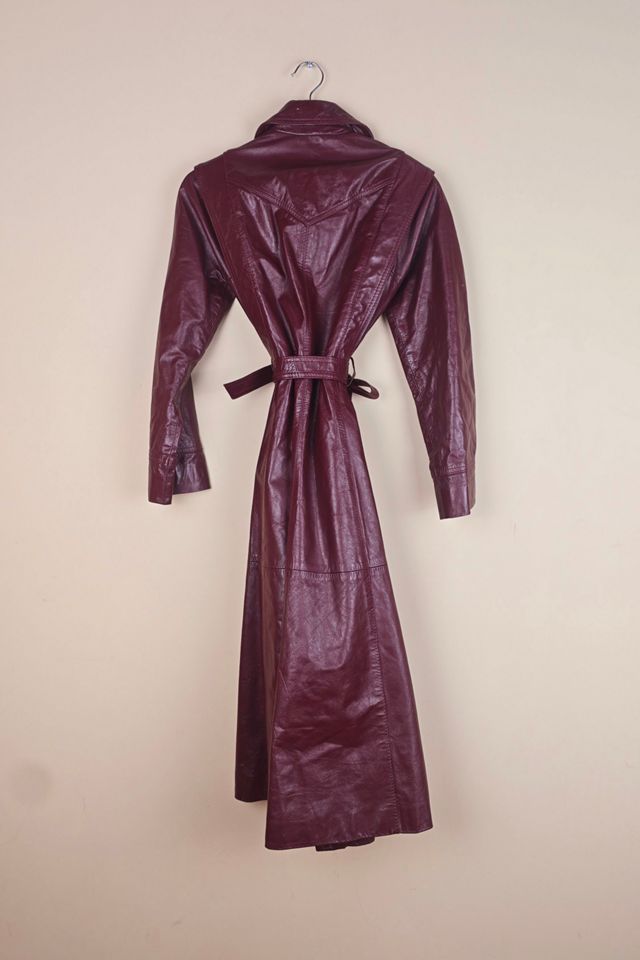 Vintage Slim Fit Floor Length Burgundy Leather Trench Coat Selected By The Igala NYC #2