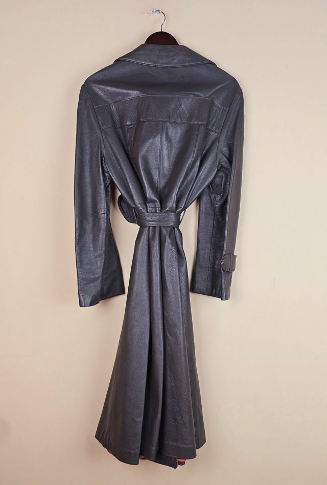 RARE 24K by Dandi Modes Grey Leather Trench Coat Selected By The Igala NYC #2