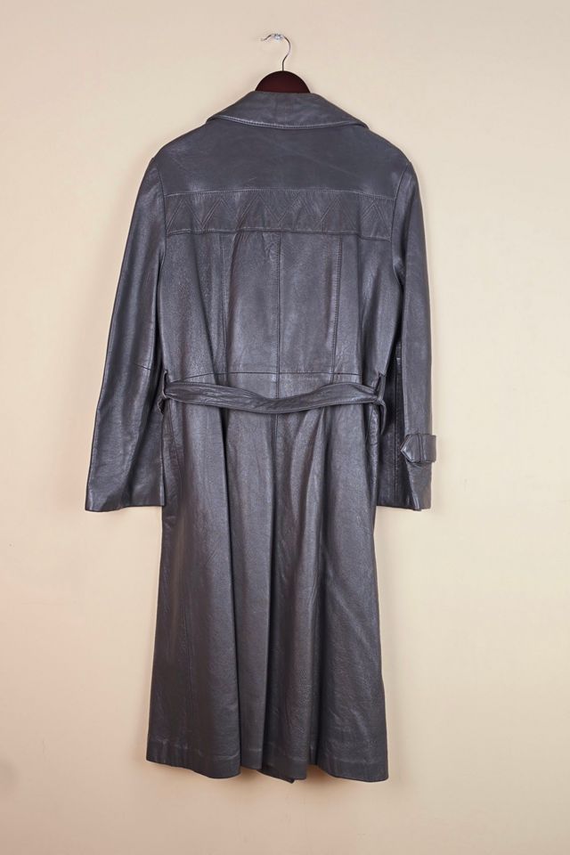 RARE 24K by Dandi Modes Grey Leather Trench Coat Selected By The Igala NYC #3