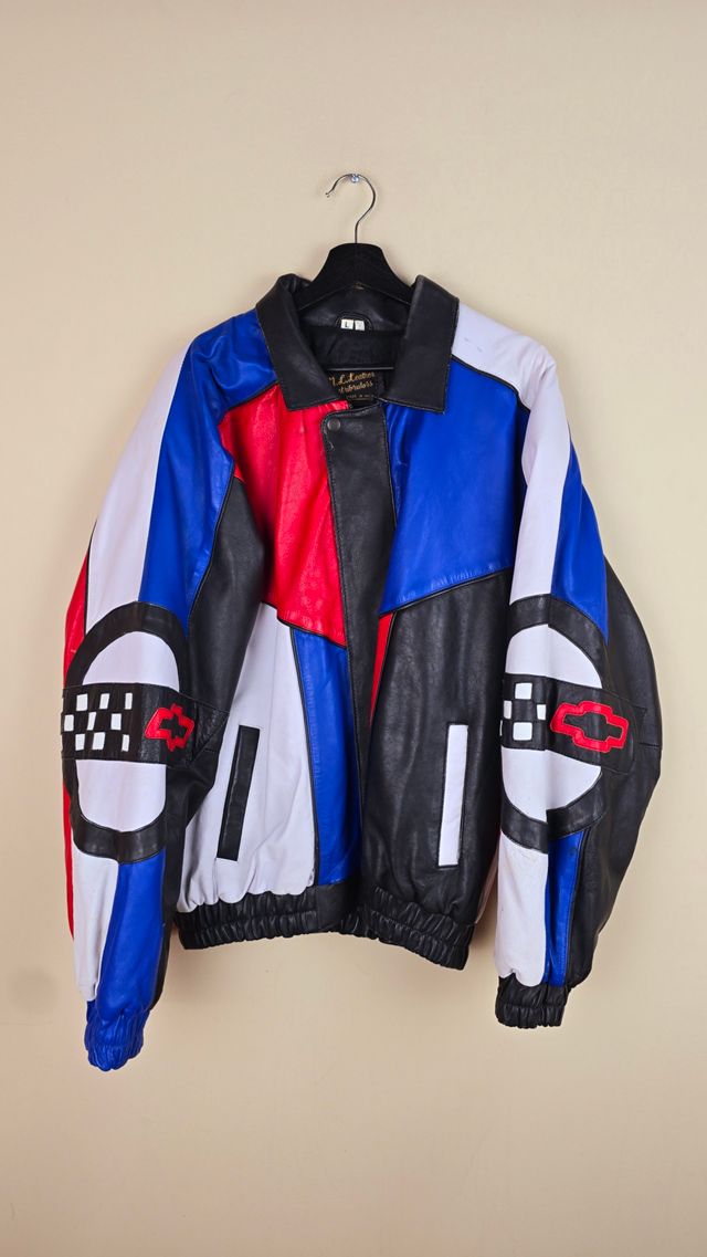 RARE 90s Vintage Corvette Bomber Leather Jacket Selected By