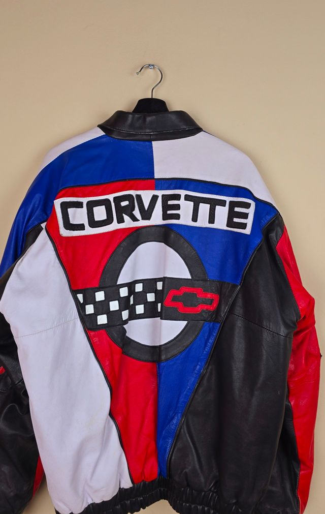 RARE 90s Vintage Corvette Bomber Leather Jacket Selected By The Igala NYC #3