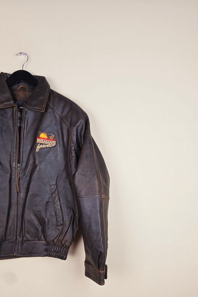Vintage Brown Bomber Leather Jacket Selected By The Igala NYC #1