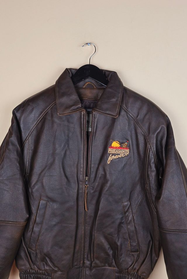 Vintage Brown Bomber Leather Jacket Selected By The Igala NYC #2