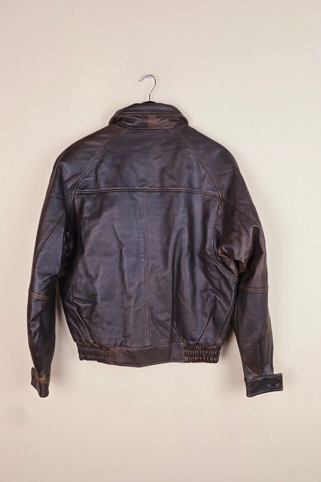 Vintage Brown Bomber Leather Jacket Selected By The Igala NYC #3