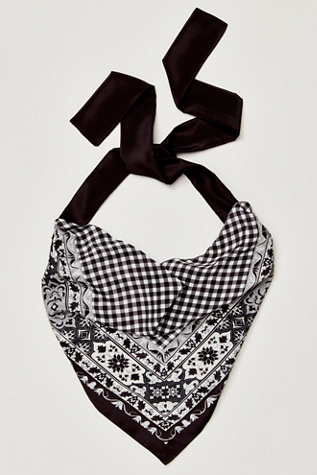Foulard pour cheveux Campbell Gingham par Free People en Black, pour femme