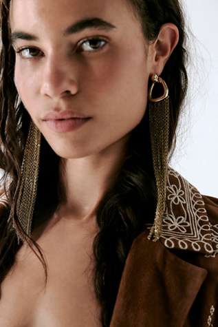 Briana Fringe Earrings by Free People in Gold