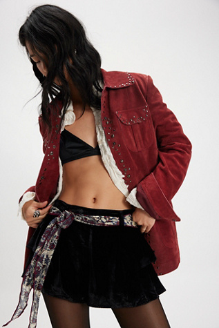 Star Dust Ruffle Velvet Shorts by Free People in Black, Size: L