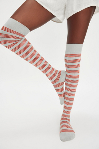 Stripe Out Over The Knee Socks by Free People in Blue