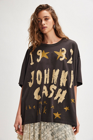 Johnny Cash Doodles Tee by Daydreamer at Free People in Black