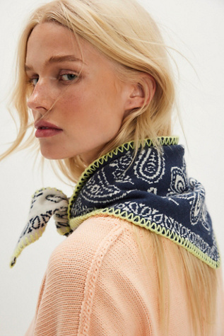 Carmen Knitted Triangle Bandana at Free People in Denim Jeans