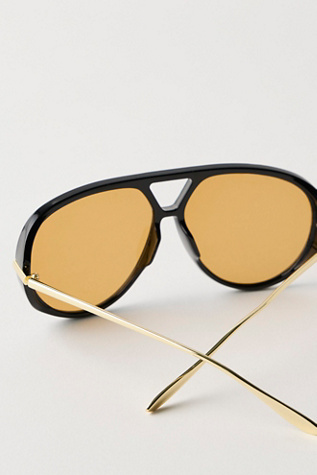 Женские солнцезащитные очки Free People Sunday Afternoon Oversized Aviator Sunglasses, цвет: Чёрный — фото 5