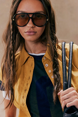 Sunday Afternoon Aviator Sunglasses by Free People in Black