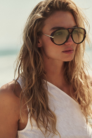Sunday Afternoon Aviator Sunglasses at Free People in Tort & Grey Green