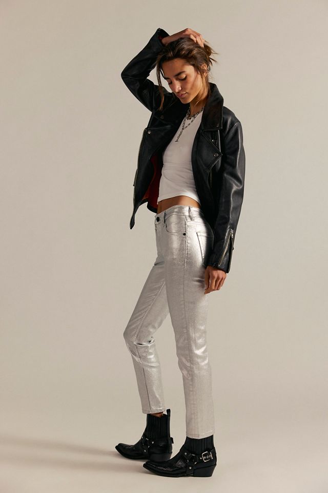 We The Free Oracle Metallic Low-Rise Slim Straight Jeans #2