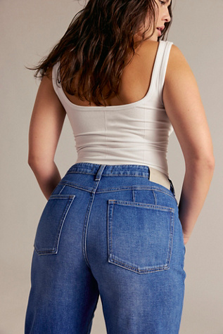 CRVY Better Half Mid-Rise Straight Jeans by We The Free at Free People in Medium Wash, Size: 26