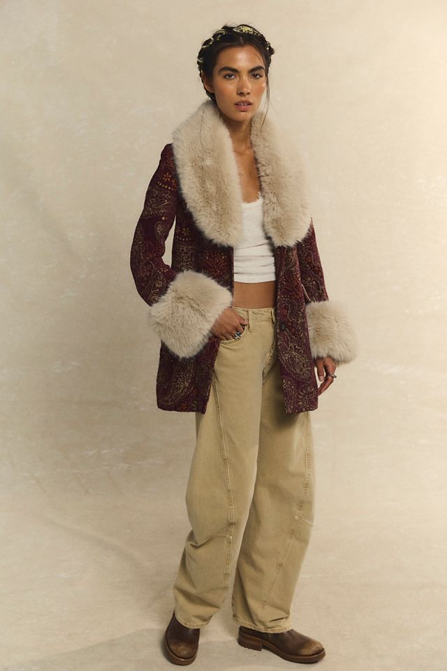 Mercer Faux Fur Collar Tailored Coat #1