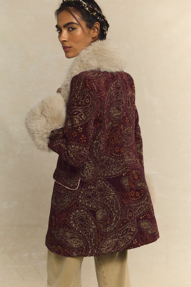 Mercer Faux Fur Collar Tailored Coat #2