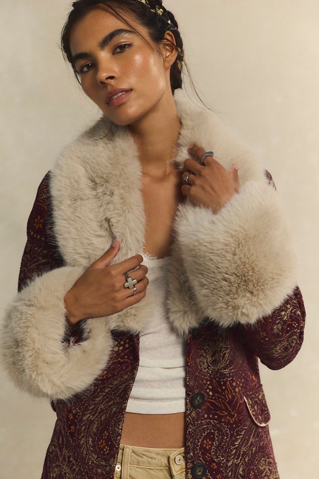 Mercer Faux Fur Collar Tailored Coat #3