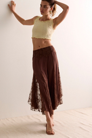 Nice To Meet You Maxi Slip Skirt by Intimately at Free People in Brunette, Size: Small