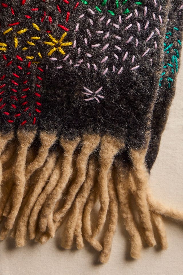 De Sienna Scotty Plaid Embroidered Scarf #2