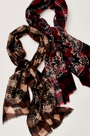 De Sienna Gingham Scarf by Free People in Brown