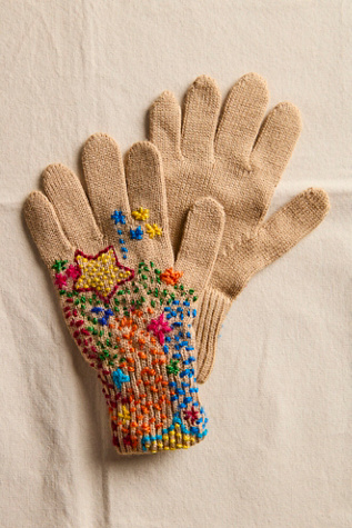 De Sienna Embroidered Gloves at Free People in Yellow