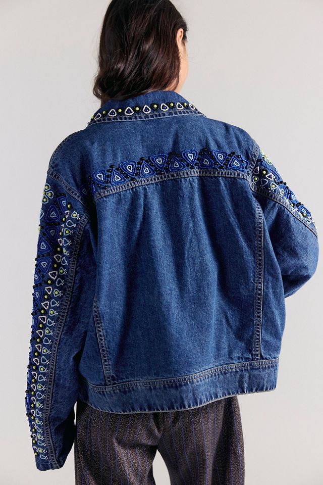 We The Free Suzy Beaded Denim Jacket #1