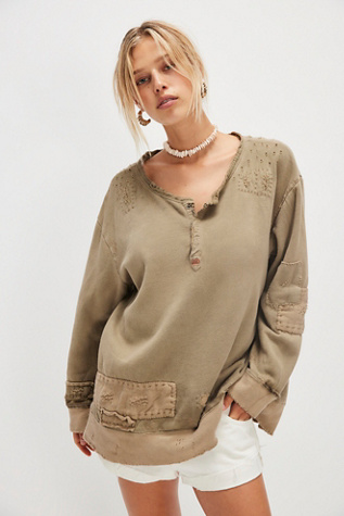 Magnolia Pearl Fleece Riehl Henley at Free People in Tan