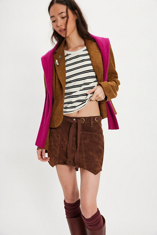 We The Free Moxie Vegan Suede Mini Skirt at Free People in Brown, Size: US 14