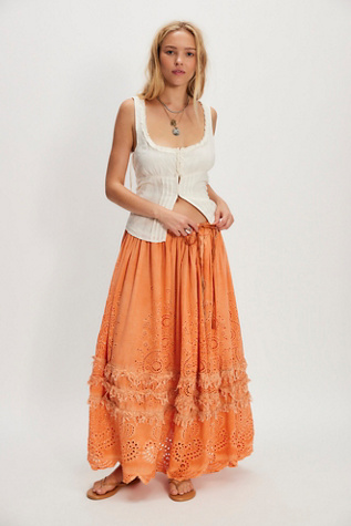 Magnolia Pearl European Eyelet Skirt at Free People in Orange