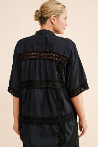 Re_Nuuly x Tricia Fix Crochet Button Down