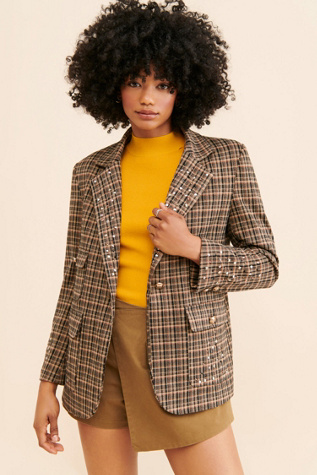 Re_Nuuly x Tricia Fix Embellished Plaid Blazer
