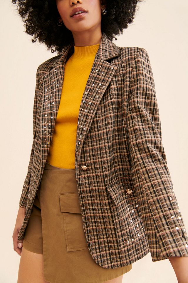 Re_Nuuly x Tricia Fix Embellished Plaid Blazer #3