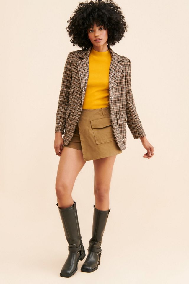 Re_Nuuly x Tricia Fix Embellished Plaid Blazer #2