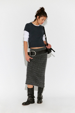Polo Cable Knit Midi Skirt