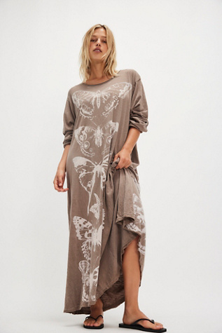 Magnolia Pearl Butterfly Totem Viggo T-Shirt Dress at Free People in Grey