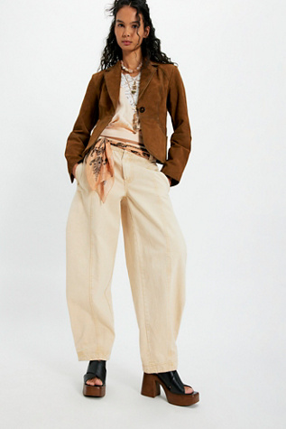 We The Free Hit 'Em High Barrel Trousers at Free People in White, Size: US 12