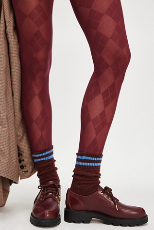 Argyle Allure Tights by Free People in Red, Size: M/L