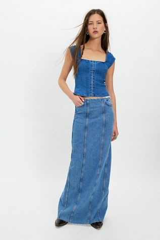cut out wedding dress Soft Denim Midi Dress with Pockets main image 1