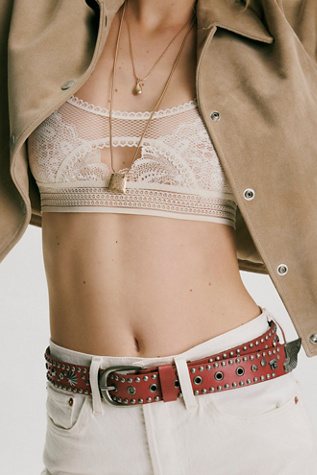 Baroque Stud Belt by Free People in Red, Size: M/L