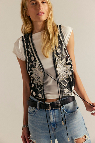 Under The Sun Vest Jacket by Free People in Black, Size: L