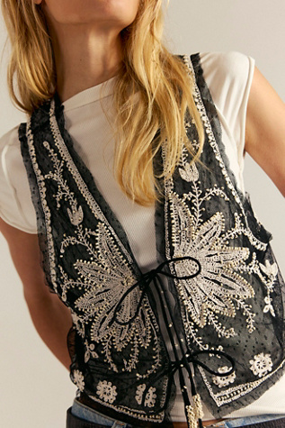 Under The Sun Vest Jacket by Free People in Black, Size: L