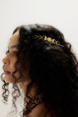 Rachel Pfeffer Brass Moon Phases Hair Pin