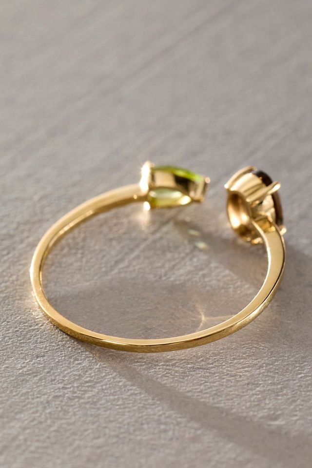 Bague bicolore Human Design Studios en quartz fumé et péridot #1