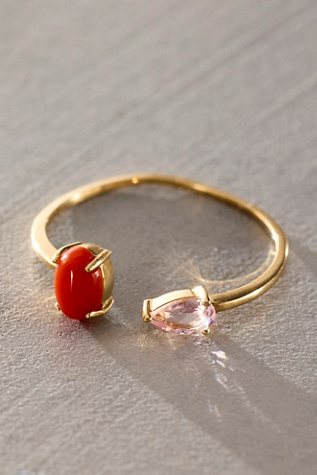 Human Design Studios Two Toned Ring In Morganite & Carnelian