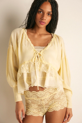 Ready For More Bed Jacket by Intimately at Free People in Yellow, Size: M