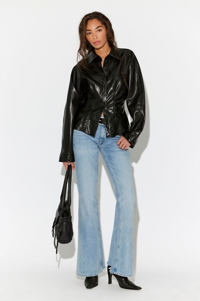 AGOLDE Devon Vegan Leather Button Down #2